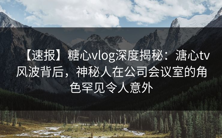 【速报】糖心vlog深度揭秘：溏心tv风波背后，神秘人在公司会议室的角色罕见令人意外