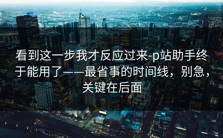 看到这一步我才反应过来-p站助手终于能用了——最省事的时间线，别急，关键在后面