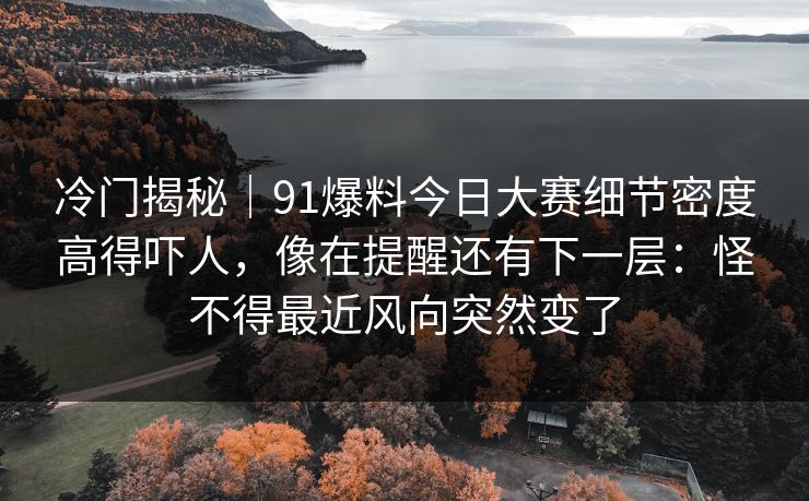 冷门揭秘｜91爆料今日大赛细节密度高得吓人，像在提醒还有下一层：怪不得最近风向突然变了